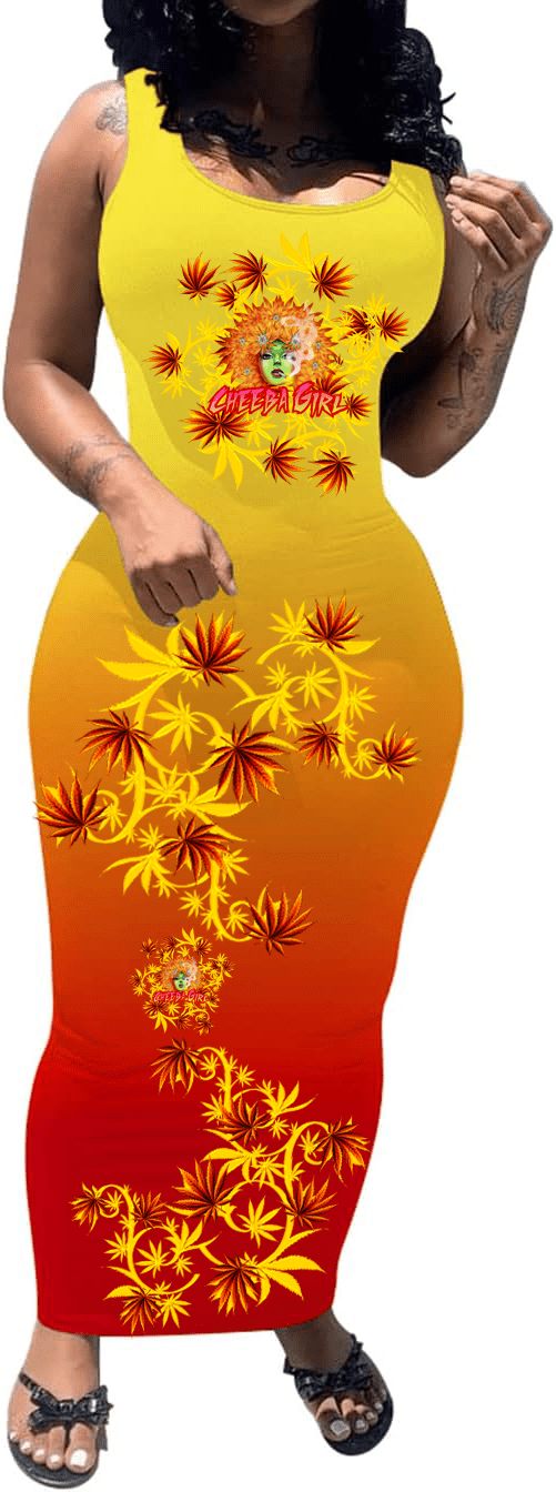 Cheeba Girl Sunrise Kush Sundress – Stoner Babe 420 Dress | Cheeba Wear - Cheeba Wear