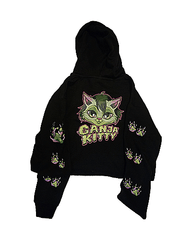 Ganja Kitty Crop Top Hoodie - Cheeba Wear