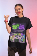 Women's Stoned Slumber Party Tee – Cheeba Girl & Ganja Kitty Edition - Cheeba Wear