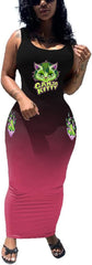 Women’s Black & Purple Gradient Ganja Kitty Tank Sundress – 420 Fashion | Cheeba Wear - Cheeba Wear