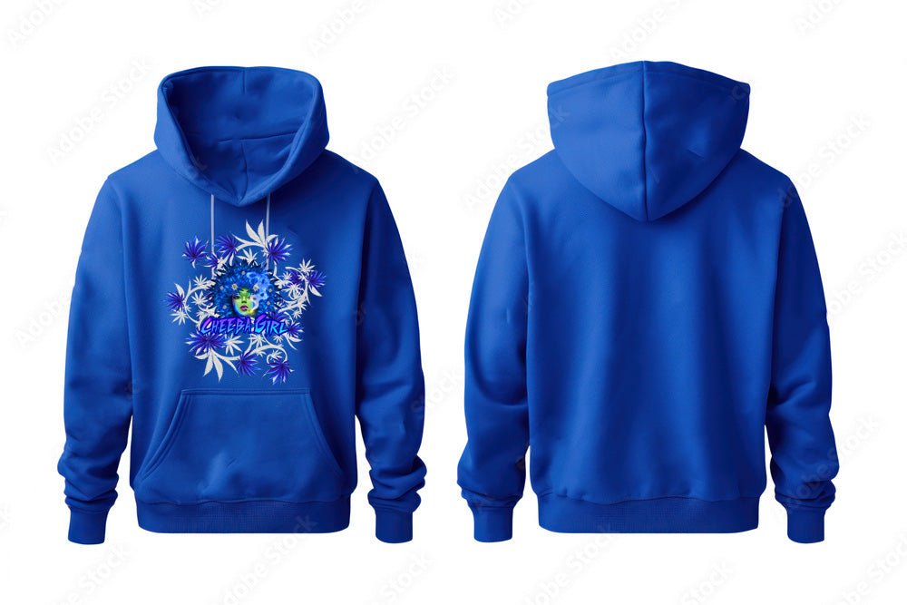 Cheeba Girl Blue Bud 420 Hoodie – Stoner Weed Sweatshirt | Cheeba Wear - Cheeba Wear