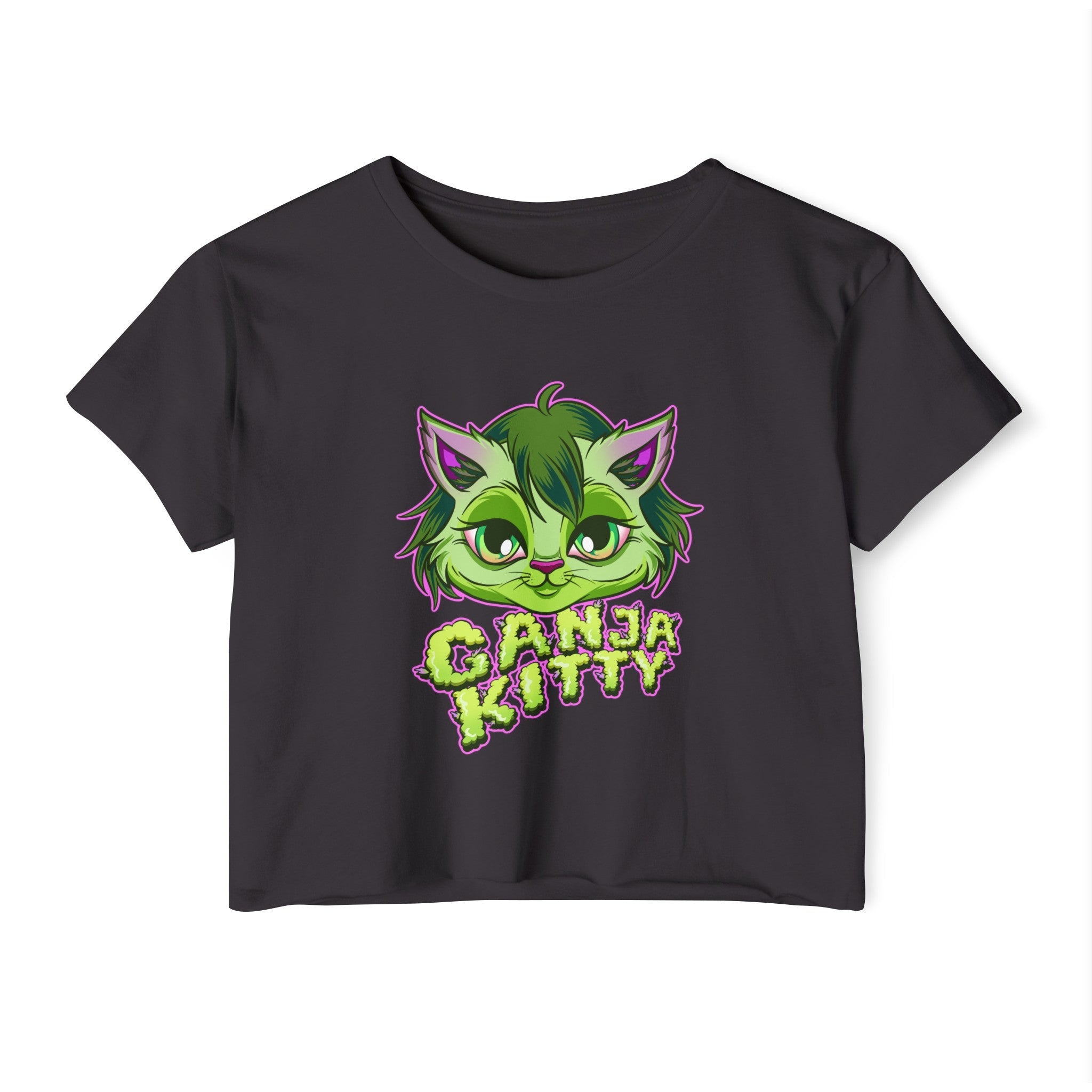 Women’s Ganja Kitty Crop Top – Cute & Sassy 420 Fashion | Cheeba Wear - Cheeba Wear