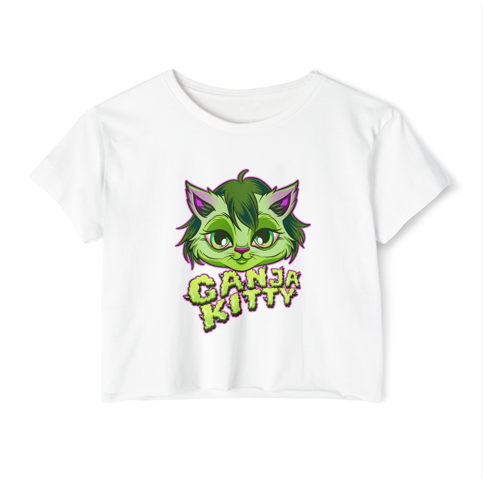 Women’s Ganja Kitty Crop Top – Cute & Sassy 420 Fashion | Cheeba Wear - Cheeba Wear